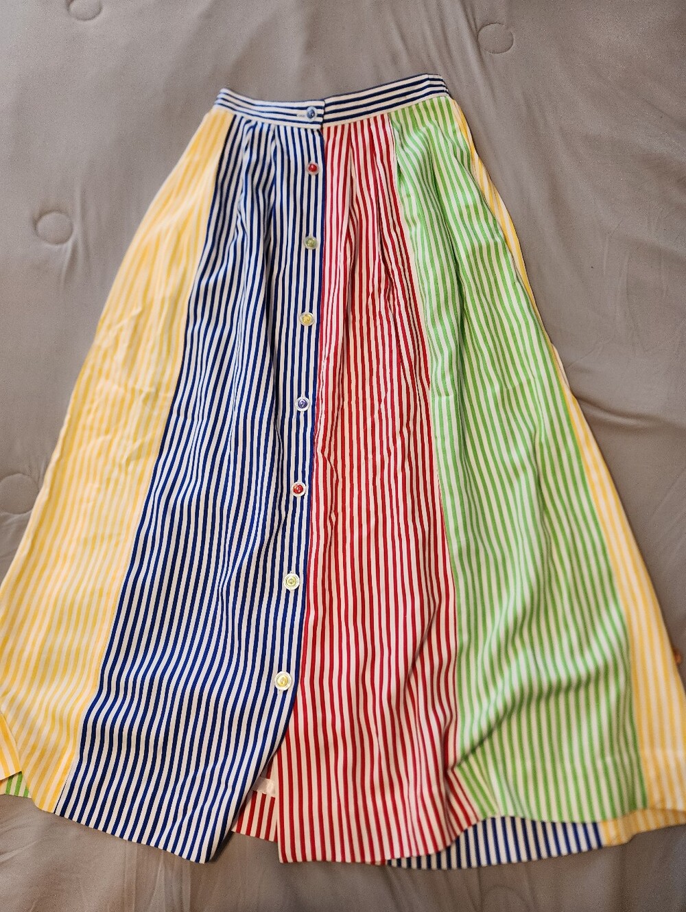 Vintage Susan Bristol Striped Button Front Midi Skirt Womens Color Block 4